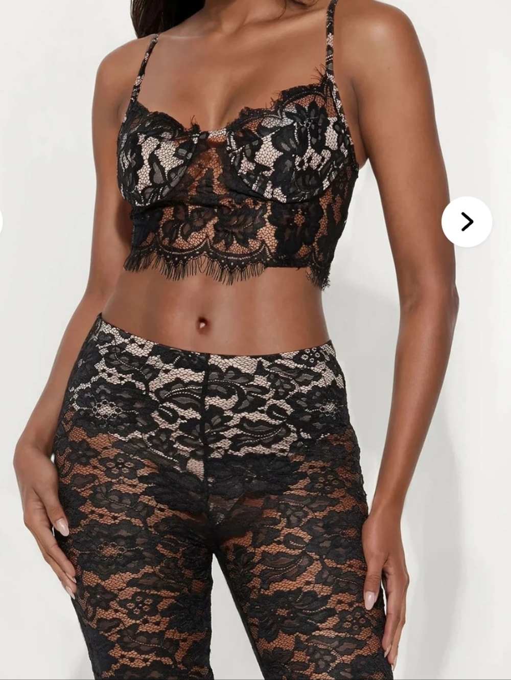 Fashion Nova Black Lace Flare Pants Set - Picture 2 of 7